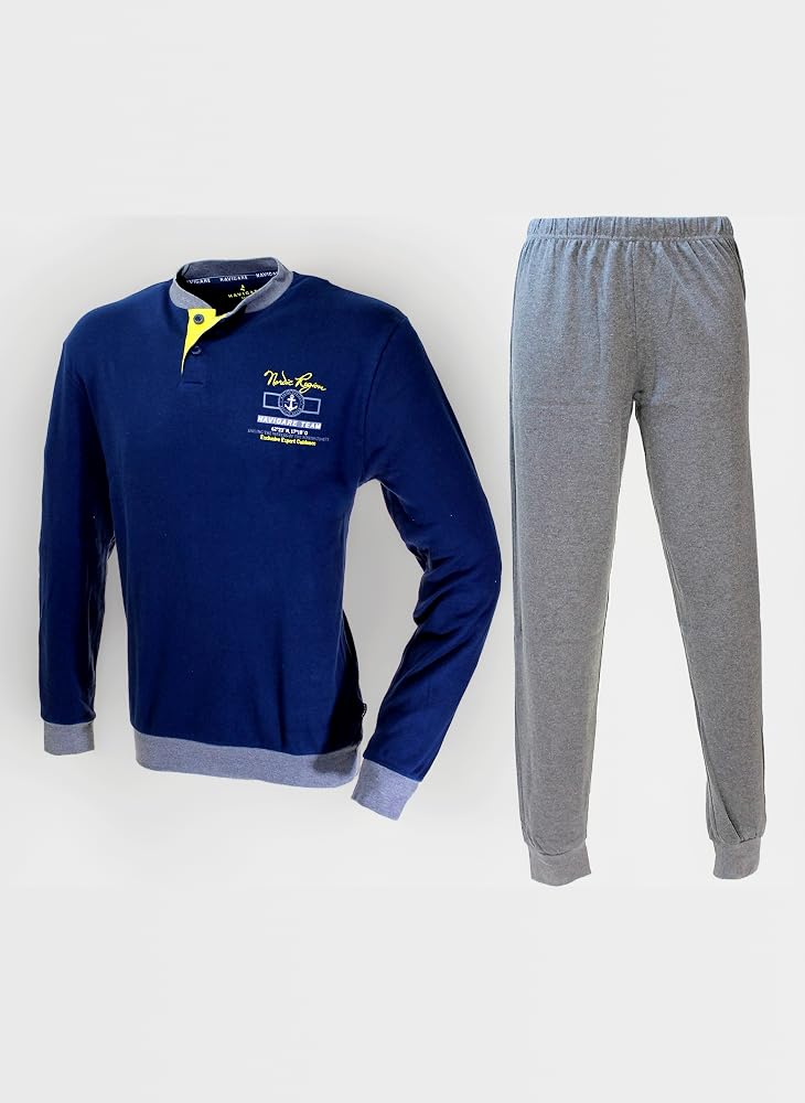 pigiama-uomo-navigare-249mnl-1.jpg Navigare Pigiama Uomo Caldo Cotone Interlock Invernale Misure comode conformate calibrate 56 58 60 2141223B (60 5XL 10, Blu Navy) : Amazon.it: Moda - immagine 1