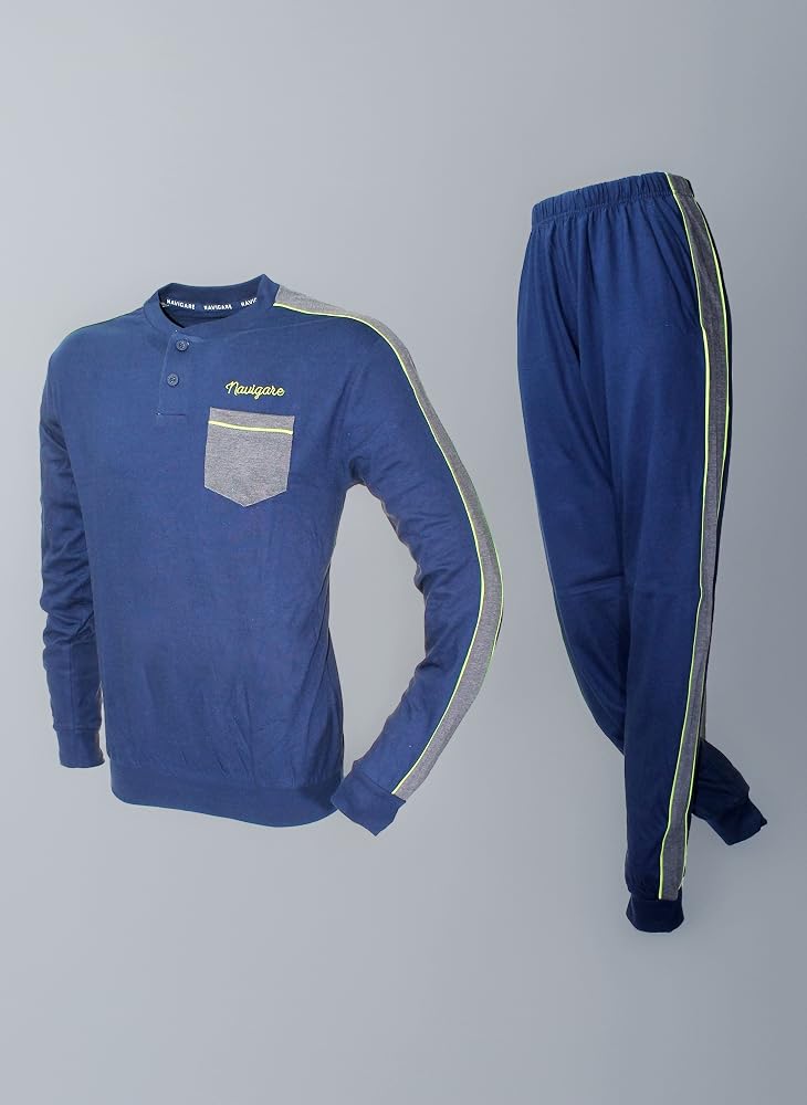 pigiama-uomo-navigare-713sgi-1.jpg Navigare Pigiama Uomo Fresco Cotone Jersey Manica Lunga Blu Navy 2141191 (6/XL/52) : Amazon.it: Moda - immagine 1