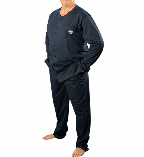 pigiama-uomo-taglie-forti-406udo-1.jpg 20NODI pigiama cardigan taglie forti uomo tramontana - immagine 1
