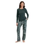 Pigiama donna a paricollo a manica lunga in cotone e Tencel Modal Botanic Seduction | Calida