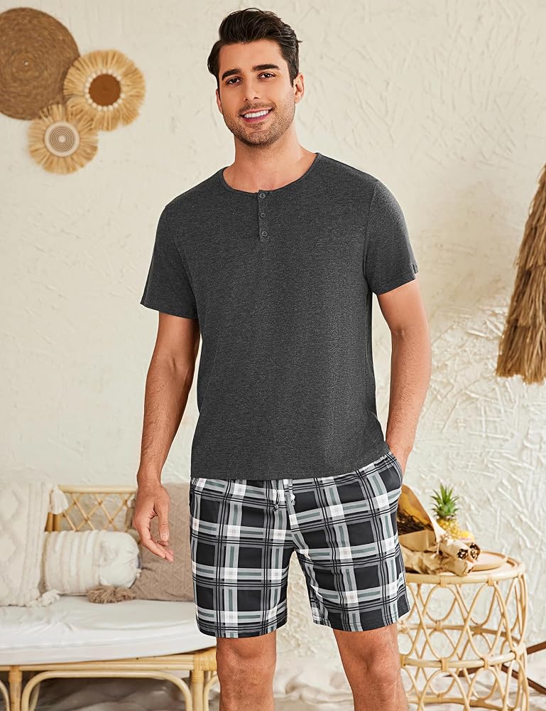 pigiami-corti-uomo-622iyb-1.jpg Uniexcosm Pigiami Estivi Uomo Corti Pigiama da Uomo Estivo Pigiama Corto Uomo Cotone Pigiami Due Pezzi da Uomo Grigio Melange Scuro M : Amazon.it: Moda - immagine 1