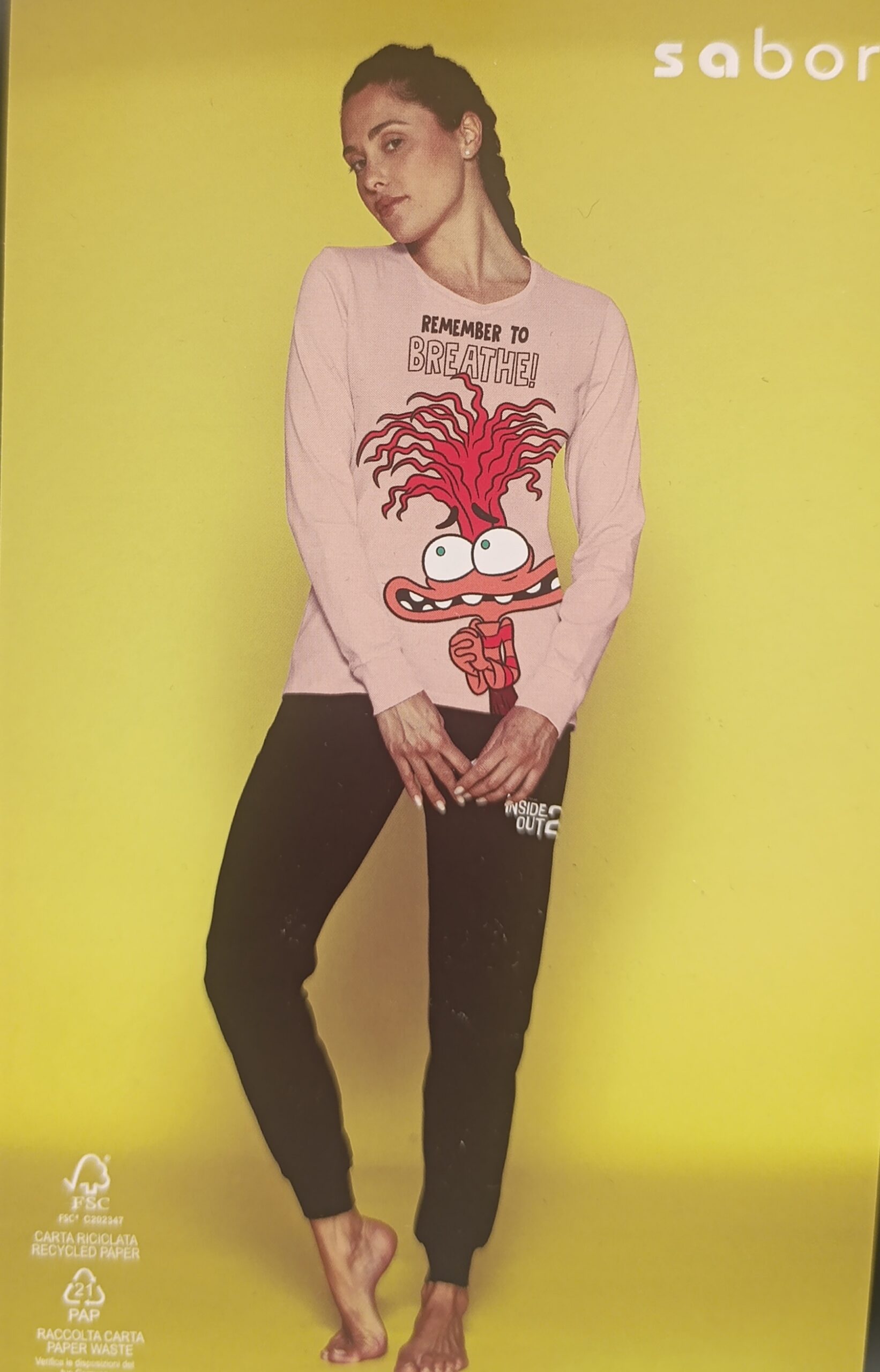 pigiami-disney-763zik-1.jpg Pigiama sotto donna marca Disney Pixar serie Inside Out modello Paura in cotone leggero - immagine 1