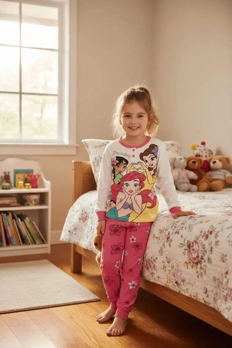pigiami-disney-842tcc-1.jpg Pigiama Bambina Principesse Disney 100% Cotone | Estivo – Caos Intimo - immagine 1