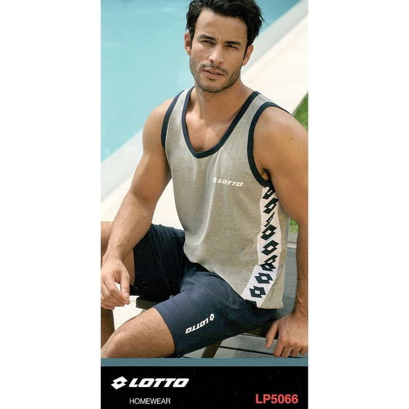 pigiami-estivi-uomo-061evk-1.jpg Pigiama corto spalla larga uomo cotone leggero estivo Lotto LP5066 - immagine 1