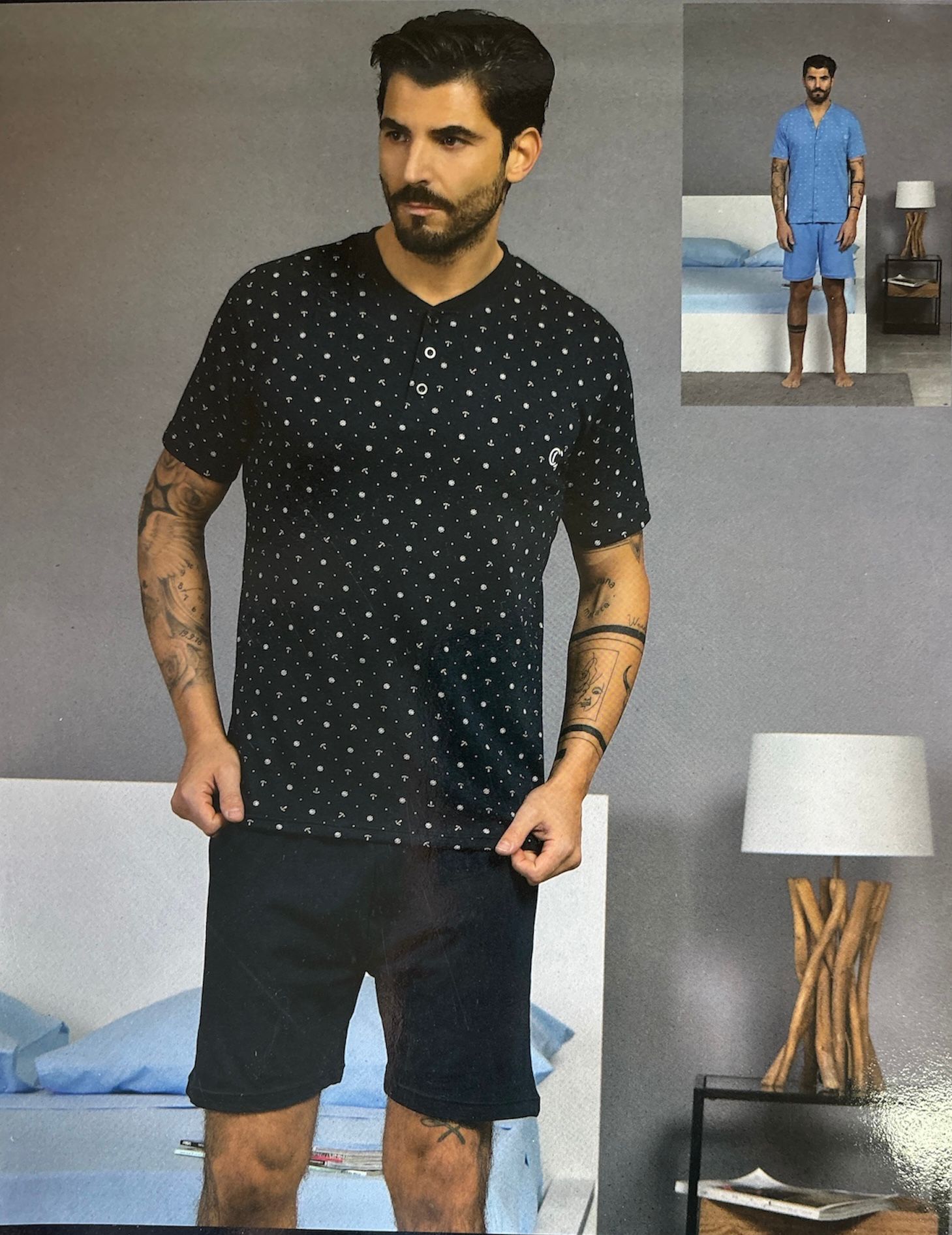 pigiami-estivi-uomo-891dly-1.jpg Pigiama Aperto Uomo Corto Estivo Capricci In Cotone Manica Corta Pantalone Corto – Italia Magazzini - immagine 1