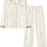 Pigiama Donna Cotone Invernale Set Elegante con Bottoni con Pantaloni Elastico in Vita Set da Pigiama Pantaloni Tuta Leggera Pigiami Donna : Amazon.it: Moda