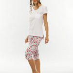 Pigiama donna LOVABLE in jersey a manica corta e pinocchietto.