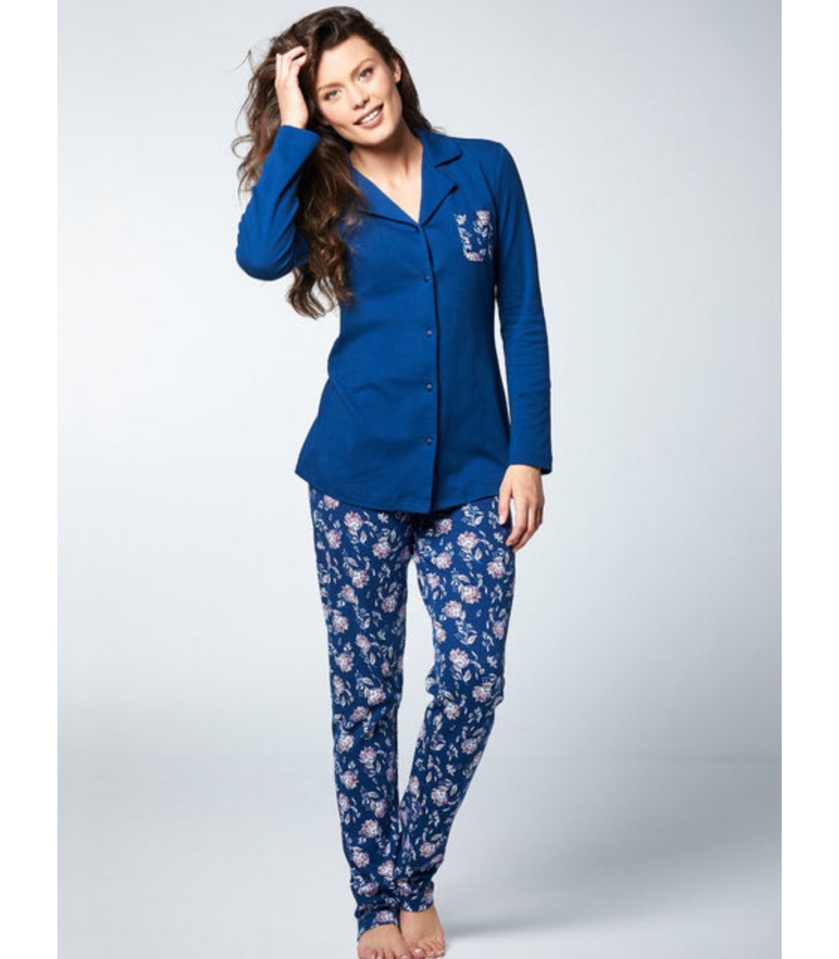 pigiami-lovable-754qrb-1.jpg LOVABLE PIGIAMA DONNA M/LUNGA APERTO IN CALDO COTONE ART.L0ADD - immagine 1
