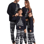 Pigiama natalizio coordinato Albero magico stellato, famiglie, coppie, bianco e nero The Christmas Fabric