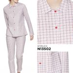 RAGNO Pigiama N13502 aperto con bottoni collo a polo caldo cotone interlock QUADRI