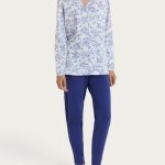 Pigiama aperto in fantasia in Jersey di cotone 40 50 Fant.Bianco
