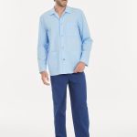 Pigiama uomo Ragno art. N20702 col. 151F a maniche lunghe tutto abbottonato avanti in puro cotone di stoffa