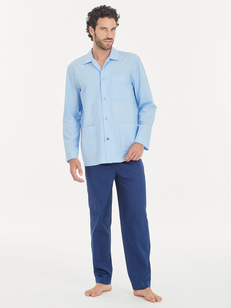 ragno-pigiami-uomo-499lzw-1.jpg Pigiama uomo Ragno art. N20702 col. 151F a maniche lunghe tutto abbottonato avanti in puro cotone di stoffa - immagine 1