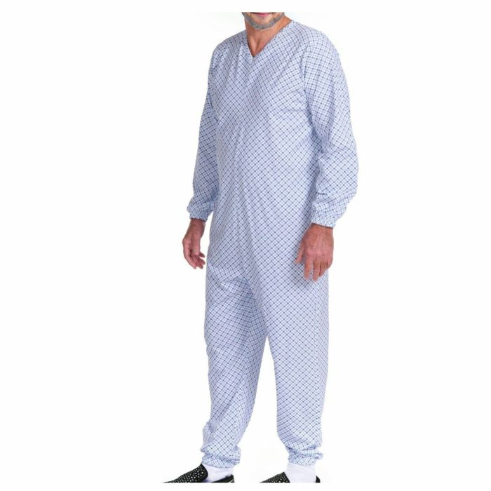 tutone-per-anziani-734enk-1.jpg Tutone Sanitario in Cotone Leggero Set da 1 o 3 Pezzi da S a 4XL Modello con Zip Posteriore Morbido Comodo Ideale per Anziani Allettati RSA Unisex Made in Italy - immagine 1