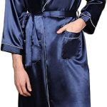 YOUCAI Vestaglia Da Notte Uomo Raso Accappatoio Kimono Elegante Camicia Da Notte Con Cintura E Tasche Scollo A V Morbido Lungo Pigiama Kimonoo,Blu,M : Amazon.it: Moda